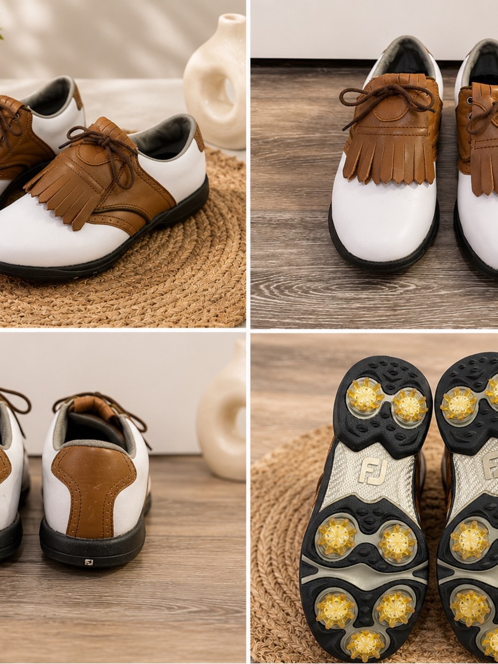 FootJoy White and Brown Women's Athletic Golf Shoes